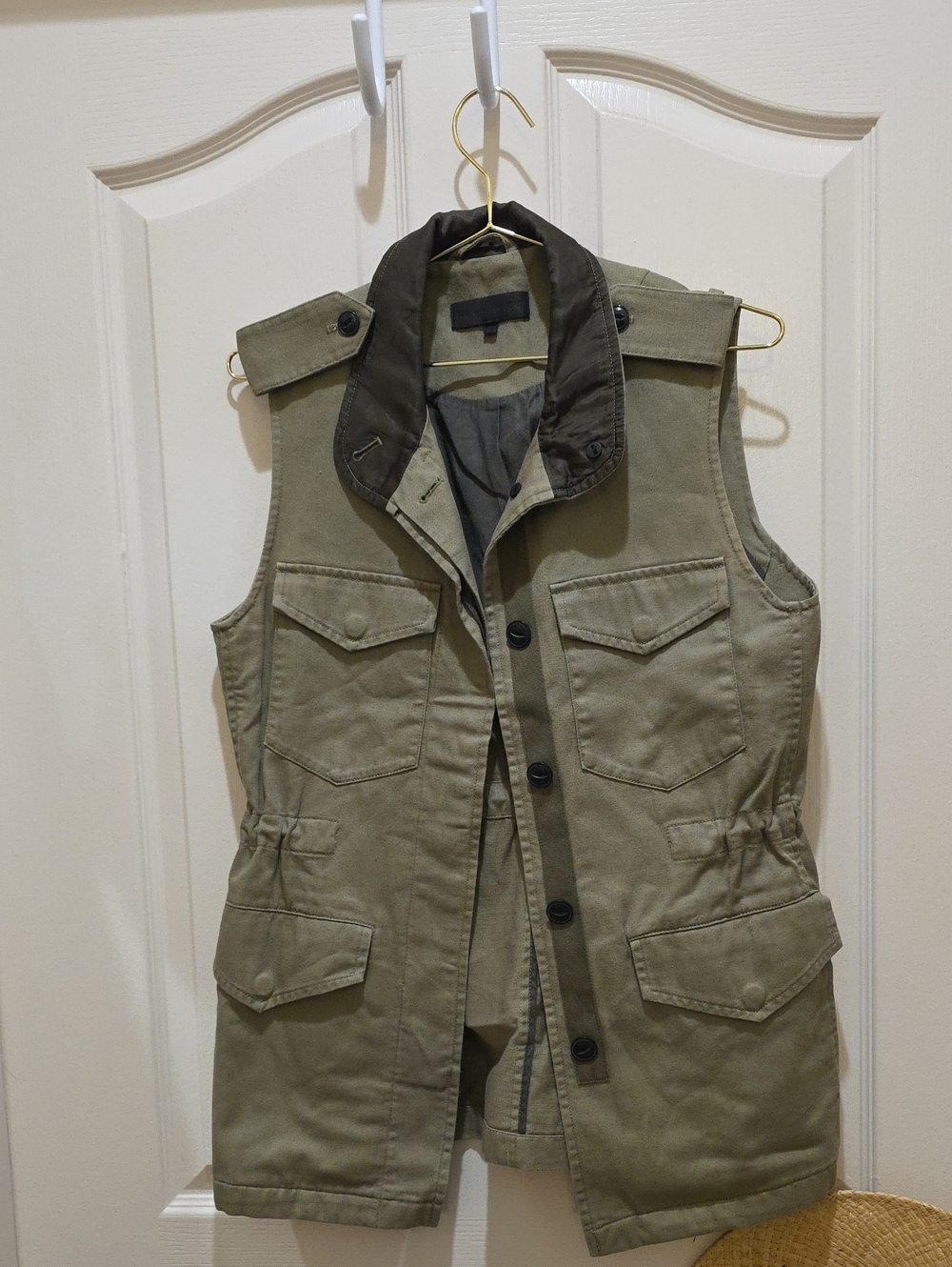 rag & bone Olive Green Military Utility Vest Collar Cinch Waist Small P